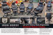 Lot of 5 Iron Horse Heavy-Duty Ergonomic Office / Control Room Chairs 