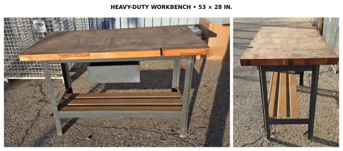 Heavy-Duty Industrial Workbench &ndash; 53" &times; 28" &ndash; Thick Wood Top & Steel Frame  - Image 1