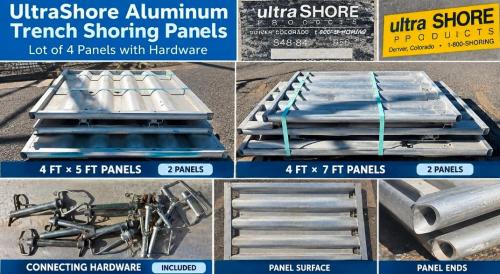 Used UltraShore aluminum trench shoring panels and connecting hardware. - Image 1