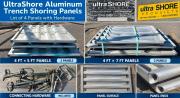 Used UltraShore aluminum trench shoring panels and connecting hardware.