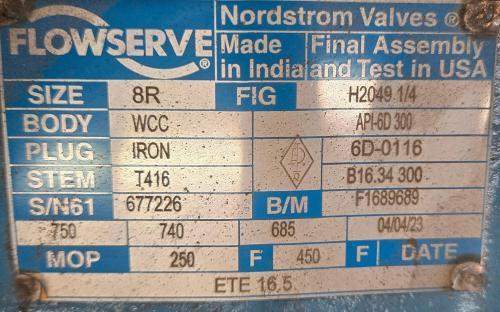 Lot of 2 Flowserve Nordstrom 8" Manual Geared Valves &ndash; Class 300 - Image 3