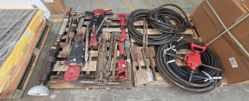 Assorted Pneumatic Construction / Demolition Tools & Air Hoses  - Image 2