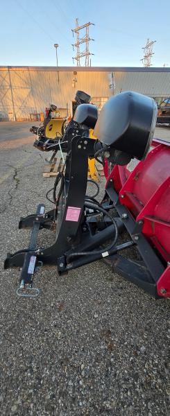 BOSS 7 ft 6 in Snowplow blade assembly with mounting frame and hydraulic/electrical components. - Image 3
