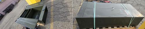Used green metal storage cabinet with interior shelving- 78 in. x 36 in. x 18 in.. - Image 1