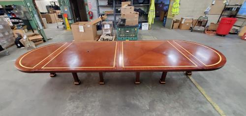 Used Large Wooden Conference Table, 15'x5'.